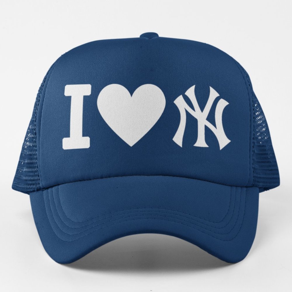NEW York Yankees I Heart NY Foam Trucker Mesh Snapback Hat NAVY